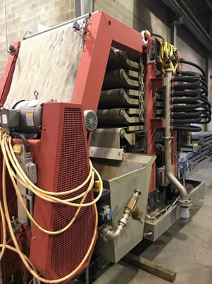 Larox #PF12.5, vertical pressure filter, skid mounted, 8 chamber press, Hydraulics, PLC control panel - Image 3