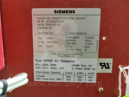 360 Amps Sa 97h35 AC Vacuum Contactor 5 KV For 81000 Series - Image 8
