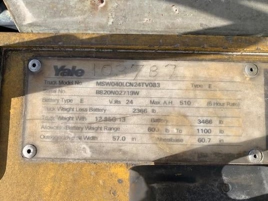 Yale #MSW040LCN24TV083, Walkie Stacker, 1999, 3800 lb., Sideshift + 42" forks, Used - Image 9