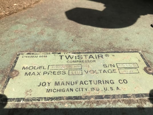 275 cfm, 110 psig, Joy #TA-290 Rotary Screw Compressor, 10 gallon oil sump capacity, twistair - Image 6