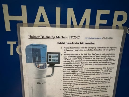 33 lb. Haimer #TD2002, moulder head balancing machine, unblance on 1 plane, Vibration optimized base, for - Image 5
