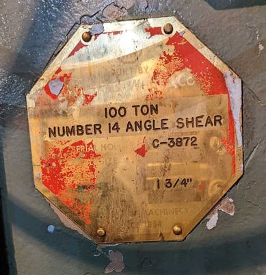 4" x 4" x .5" Williams, angle & bar shear, 100 Ton, foot pedal, air cooled - Image 9