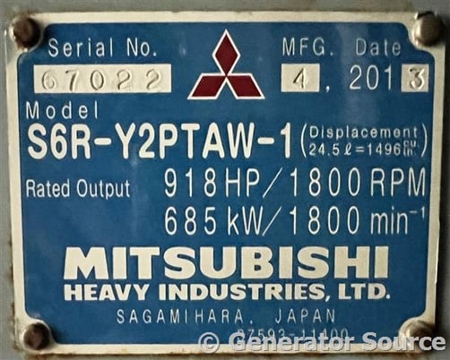 600 KW Mitsubishi, diesel generator, encloure mounted on trailer, 9315 hours, 2006, #89103 - Image 5