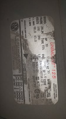 30 HP 1760 RPM U.S. Motors, Frame 286JM, TEFC BB, surplus, 230/460 Volts - Image 2