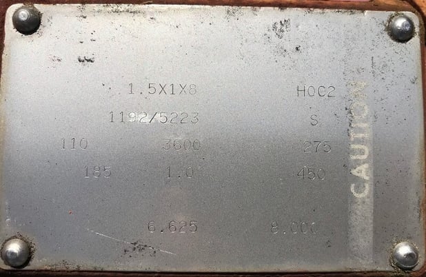 110 GPM @ 185' TDH, Ingersoll-Rand #HOC2, 1.5" x 1" x 8" Pump, Stainless Steel, 10 HP, 230/460V., 3500 RPM - Image 4