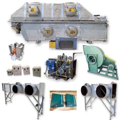 Carman Industries #FBP-422, vibrating fluid bed dryer cooler processor, 40" width, 8' long drying zone, 6'-3" - Image 1