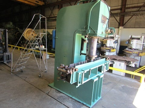 100 Ton, Elmes Hydraulic Straightening Press, 15" throat, 24-1/2" x 21" bed, 4-1/4" RAM diameter - Image 2