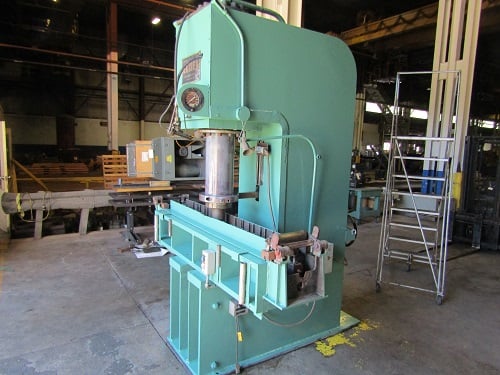 100 Ton, Elmes Hydraulic Straightening Press, 15" throat, 24-1/2" x 21" bed, 4-1/4" RAM diameter - Image 3