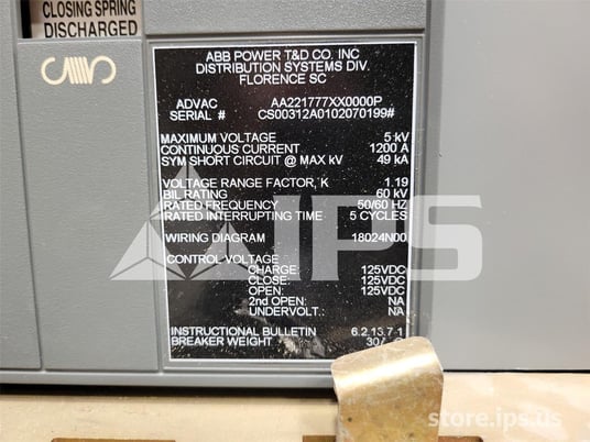 1200 Amps ABB Advac Aa221777xx0000p Model 2 (advac Model 2) 125 Volts DC Control - Image 5