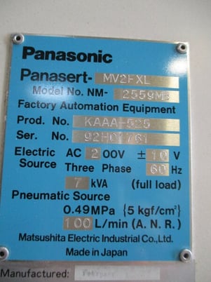 Panasonic #NM-2559MB HS, Pick and Place Machine, PANASERT-MV2FX - Image 9