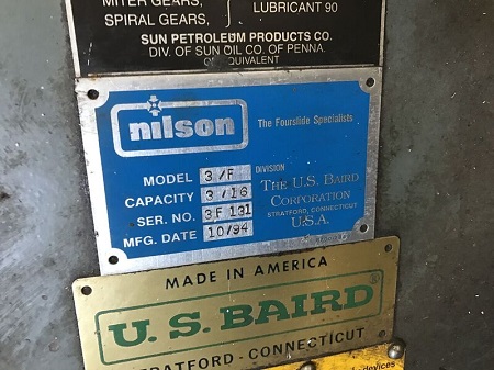 Nilson #3F, Four Slide, 3/16" wire diameter, 2" strip, 15" feed, 320 SPM, air clutch & brake - Image 4
