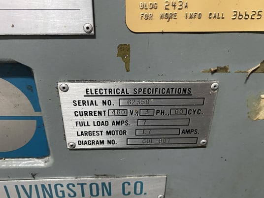 Gallmeyer & Livingston #62, tool & cutter grinder, power table & workhead, 1986 - Image 6