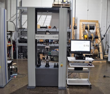 22500 lbf. (100kn) Frank Bacon #FB-100EM, 2 ball screw dual space tension & compression test system, floor - Image 1