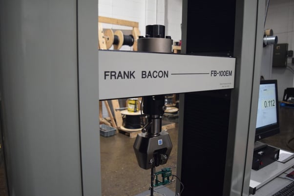 22500 lbf. (100kn) Frank Bacon #FB-100EM, 2 ball screw dual space tension & compression test system, floor - Image 6