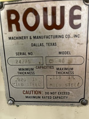 10000 Lb. Rowe #10040-DSJ / C3-40, conventional coil feed line, 40" width x .110" stock, 60" outside - Image 7