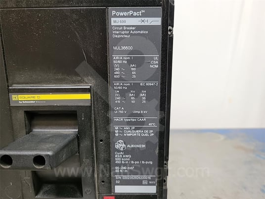 Square D Mjl Powerpact M-frame Mccb 600 Amps Trip - Image 7