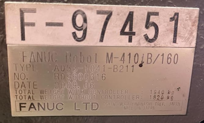 Fanuc, m- 410ib/160, 4-Axis pelletizing robot, R30iA controller, 160 Kg, 2009, #104802 - Image 2
