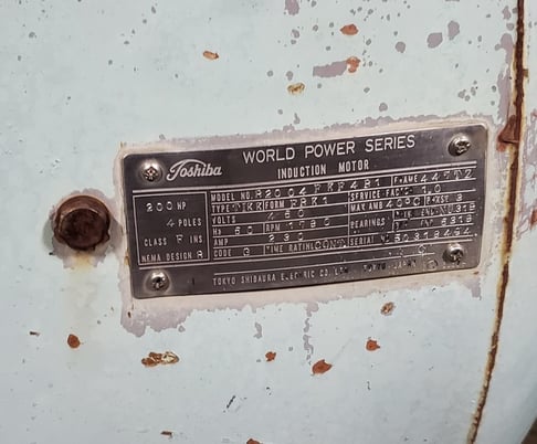 200 HP 1780 RPM Toshiba #R20 04 FKF4B1, Frame 447TZ, 460 Volts, 230 Amp - Image 4