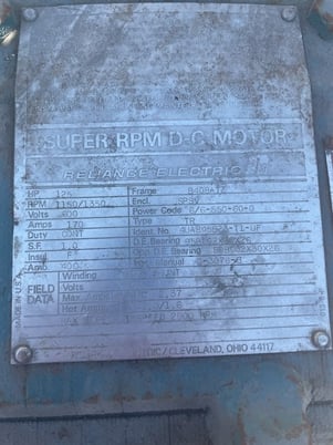 125 HP 1200 RPM Reliance, Frame B408ATZ, DPFVBB, 600 VA, 240 VF - Image 1