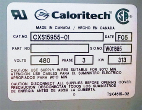 CCI Thermal Technologies/Caloritech #EXS15955-01, 2504 kW Elution Heaters, 480 V. - Image 8
