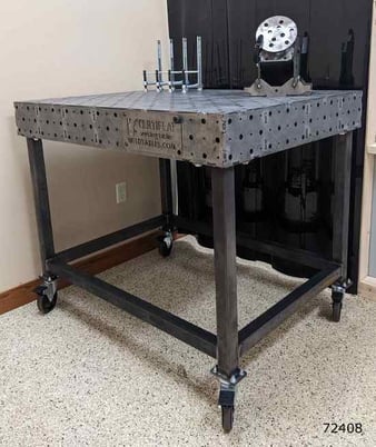Weldtables, tab & slot, 36" x 48" x 6" tapped block welding table, 1/2" steel plate, base with casters - Image 2