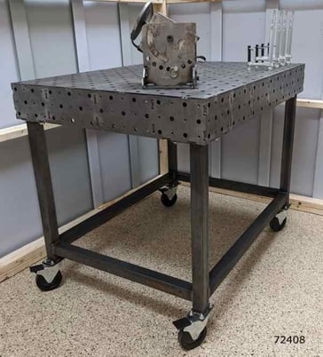 3' x 4' x 6" Weldtables, tab & slot, tapped block welding table, 1/2" steel plate, base with casters - Image 4