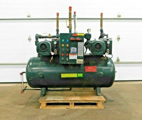 23 scfm Emse #1DRB5T120, medical duplex vacuum pump compressor, 10 HP, 460 V. - Image 1