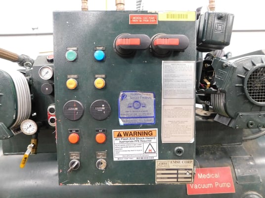 23 scfm Emse #1DRB5T120, medical duplex vacuum pump compressor, 10 HP, 460 V. - Image 4