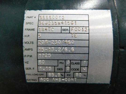 23 scfm Emse #1DRB5T120, medical duplex vacuum pump compressor, 10 HP, 460 V. - Image 6