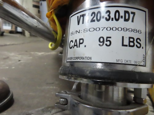 95 lb. Anver #VB7HV-X11CD, Vacuum Hoist Lift, 5 HP, 230/460 Volts, 3 phase - Image 9