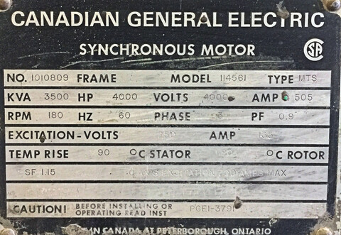 4000 HP 180 RPM Canadian General Electric GE (2984 KW) Synchronous Motors, Refurbished (4 available) - Image 3