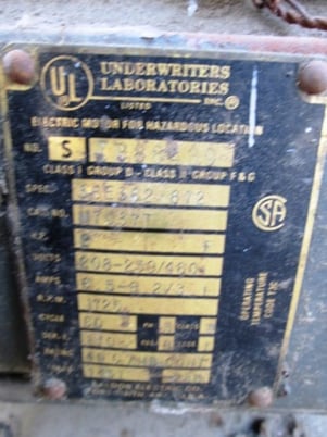 2 HP 1725 RPM Baldor, Frame 145T, 6.5-6.2/3.1 Amps, U.L. Tagged, 208-230/460 Volts - Image 3