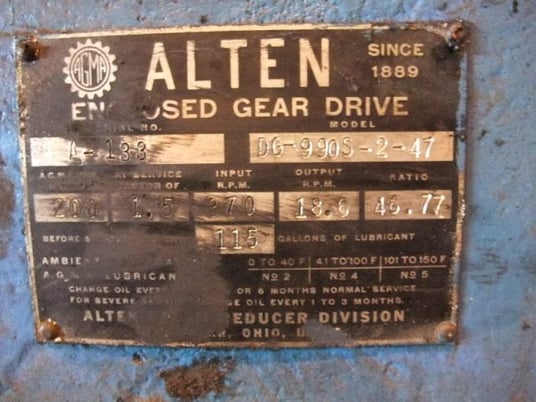 200 HP @ 870 RPM, Alten #DG-990S-2-47, gearbox, parallel shaft, 46.77:1 ratio - Image 4