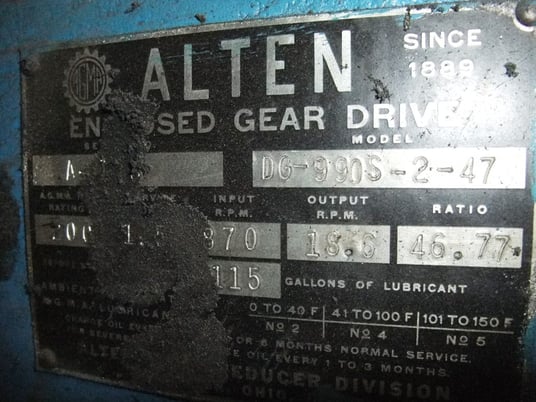 200 HP @ 870 RPM, Alten #DG-990S-2-47, gearbox, parallel shaft, 46.77:1 ratio - Image 7