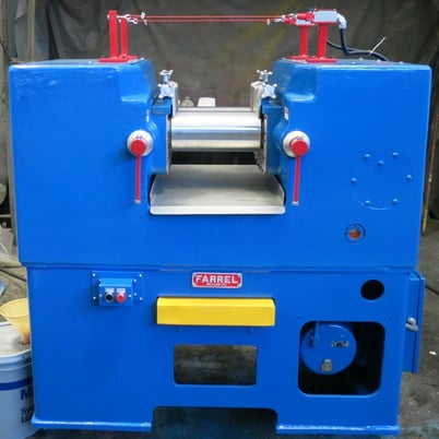 Farrel, 6" x 13" rolls, Lab Mill, cabinet style, under slung drive, belt driven, 7.5 HP - Image 1