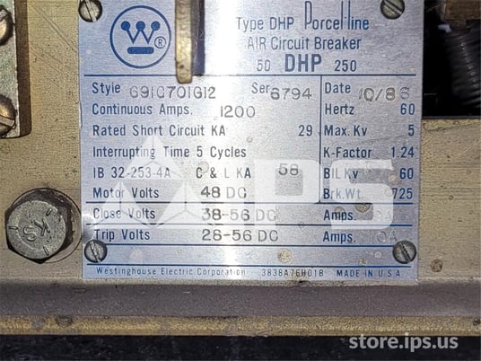 1200 Amps WH 50dhp 250 (50dhp 250) 48 Volts DC Control - Image 2