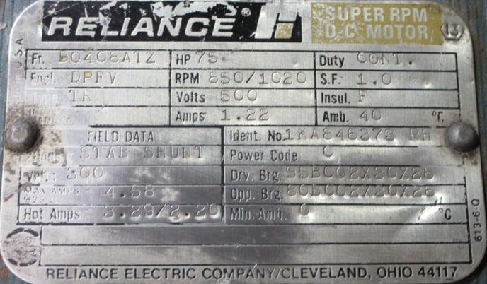 75 HP 850/1020 RPM Reliance, Frame 408ATZ, DPFV, electrically OK, 500 VA, 300 VF - Image 4