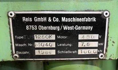 112 Ton, Reis #TUS-125-OK, hydraulic die spotting press, 53" stroke, 53" DL, 60" x 48" bed, flip out ram - Image 2