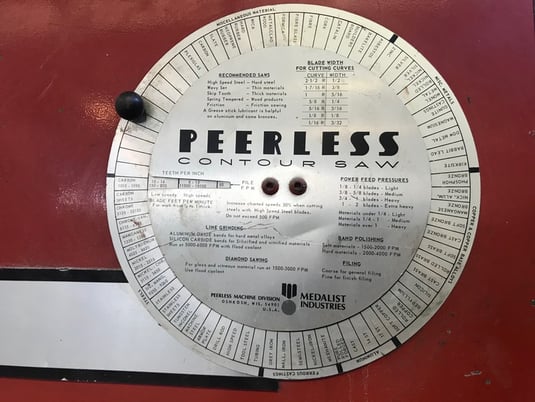 36" x 15" Peerless #3600MS, vertical band saw, blade welder, 34" x32" table, 220/440 V. - Image 5