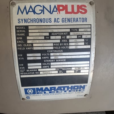 135 KW Cummins #3309A-1268B, Natural gas Generator w/enclosure, 277/480 Volts, 1991 - Image 6