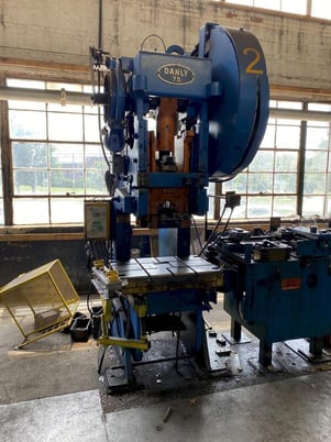 75 Ton, Danly, OBI Punch Press, 5" stroke, 11.5" Shut Height, 3" adjustment, 90 SPM, 36" x24" bed - Image 1