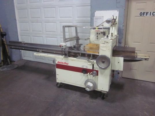Ameripak #S60, horizontal flow wrapper, 90 PPM, adjust feed box, heaters, on casters - Image 1