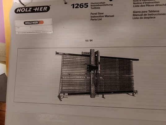 Holz-her #1265S, Vertical Panel Saw, 1996 - Image 2