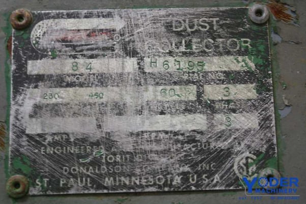700 cfm Torit Donaldson #84, dust collector, (2) 4" inlets, 3 HP, bag filter type, #65058 - Image 5