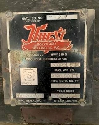 600 HP Hurst 600-HP, Wood-Fired Boiler, 300 psi, 20700lb./hr., 1999 - Image 4