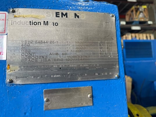 450 HP 1200 RPM Siemens, Frame 588US, WPIBB, 4000 Volts - Image 3