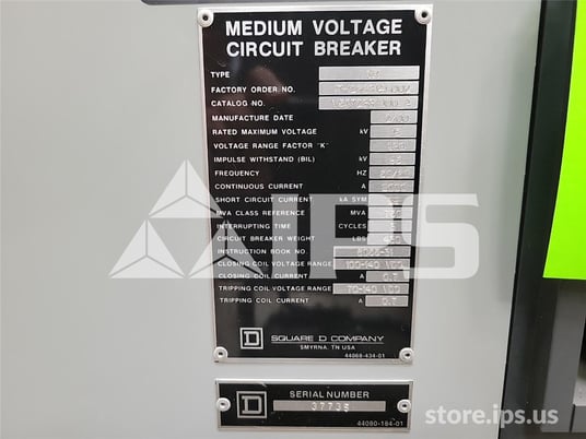 2000 Amps Square D Vad-5 Vr V5d7233yj00a 15 KV 750mv Amps 125 Volts DC Control, 29k Amps Sc - Image 5