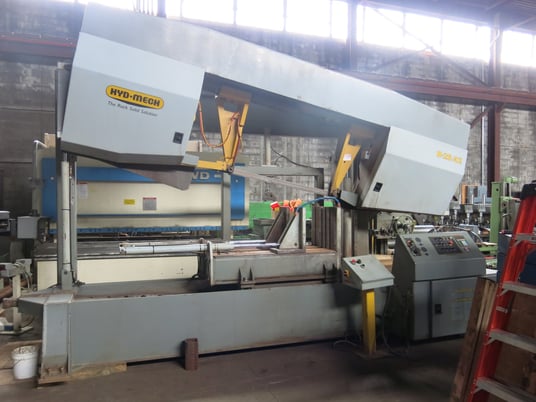 26" x 42" Hyd-Mech #H-26/42, 2 post horizontal bandsaw, 2-5/8" x 33' blade, 75-300 SFM, semi-auto PLC Control - Image 5