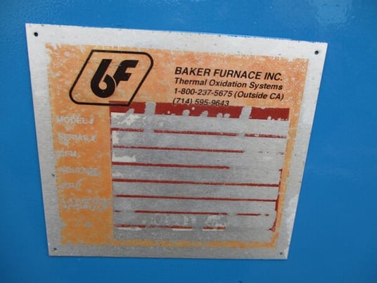 Baker Furnace, thermal oxydizer, 200 CFM - Image 3