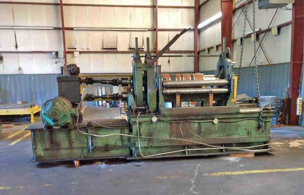 48" x 7" Wean, slitting line, 25000 lb., hydraulic pushoff, powered rotation, manual clamp & expansion - Image 4